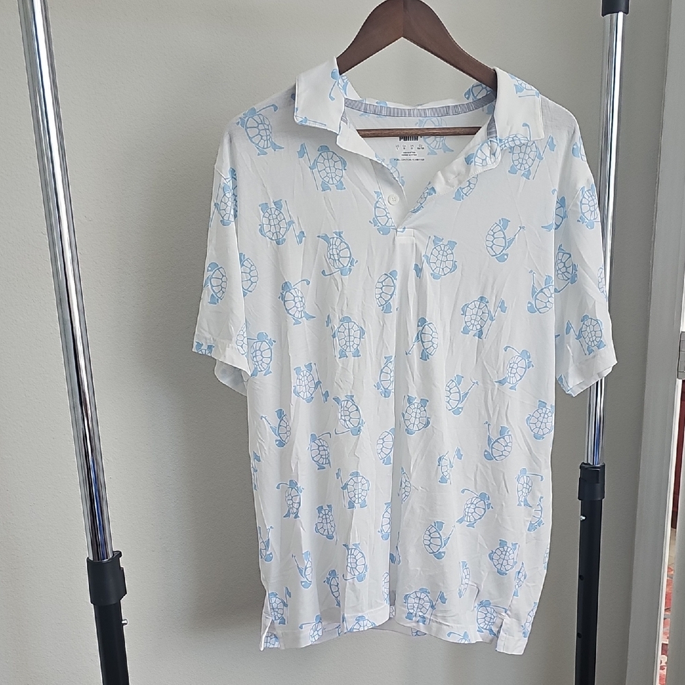 Puma Polo with Light Blue Turtle Pattern